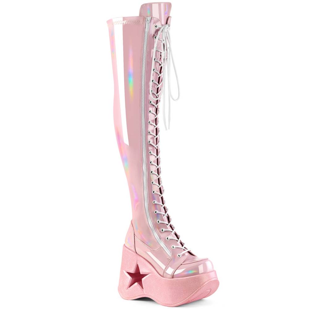 DemoniaCult - DYNAMITE-300 Platform overknee Boots - Pink